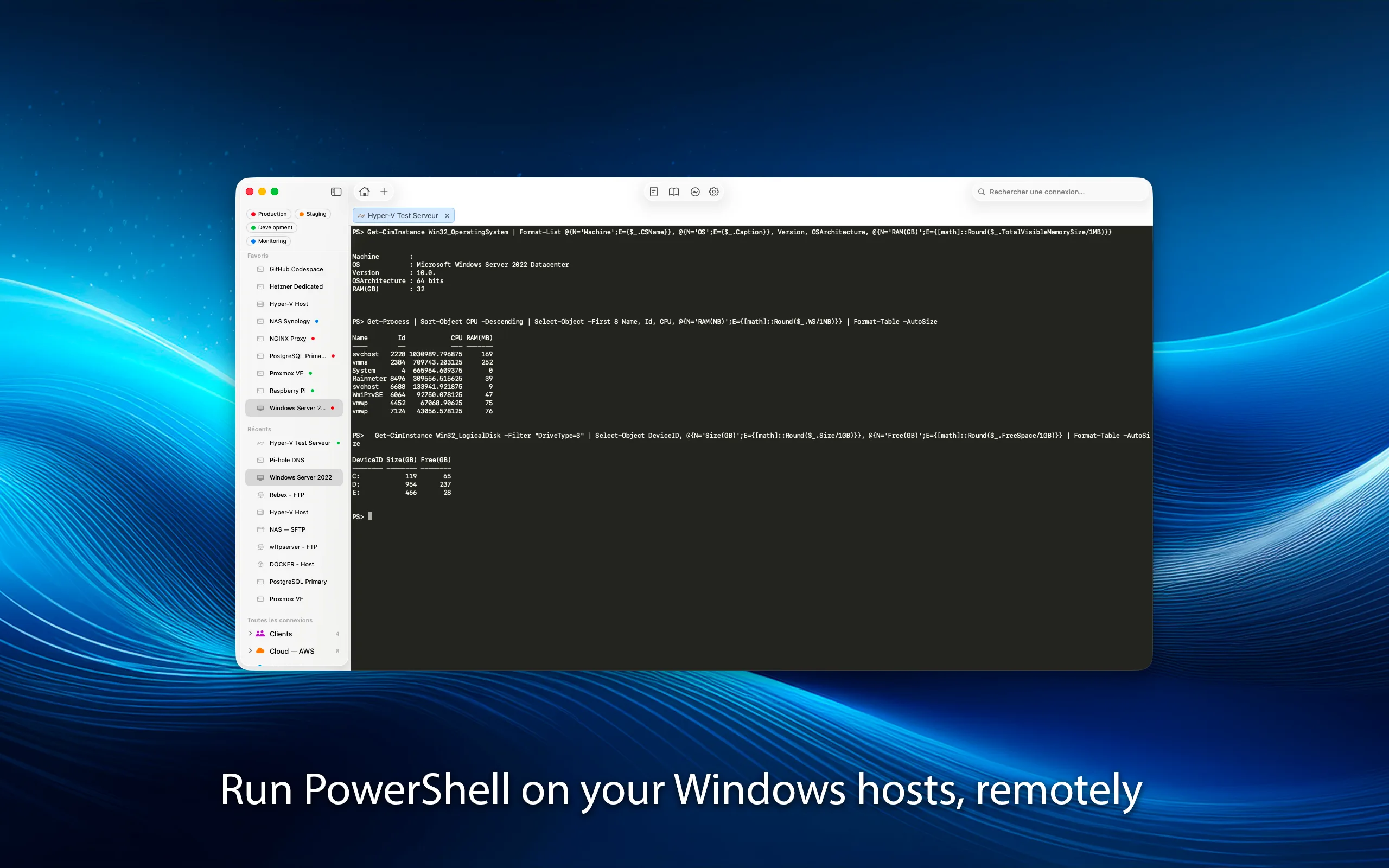 Manage Windows servers, natively.